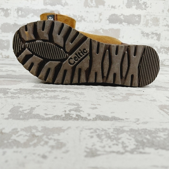 Celtic Tan Brown Leather Slip On Fur Lining Winter Ankle Boots K537 - Picture 8 of 11